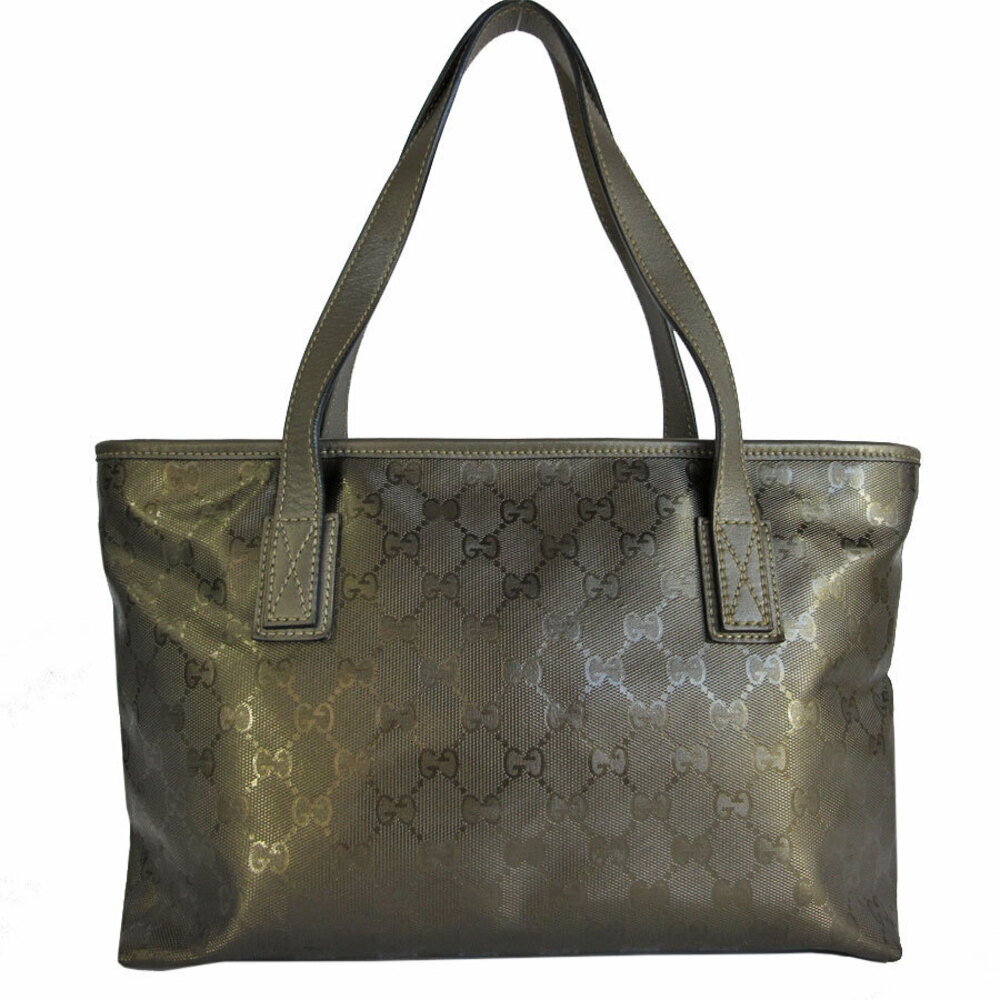 Gucci tote Green metallic bag shoulder GG Khaki leather Imprime